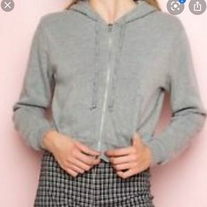Cute grey cropped zip up sweatshirt